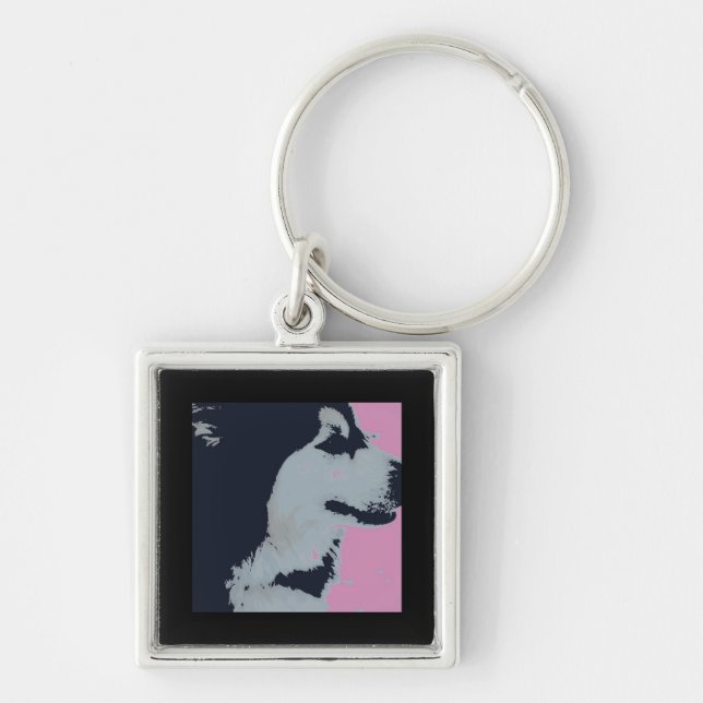 Chaveiro Malamute Dog Pop Art (Frente)