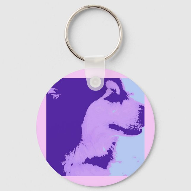 Chaveiro Malamute Pop Art Roxo (Frente)