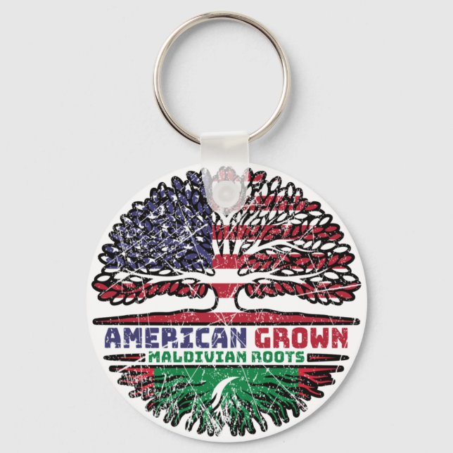 Chaveiro Maldivas Maldivian American Tree Roots Flag (Frente)