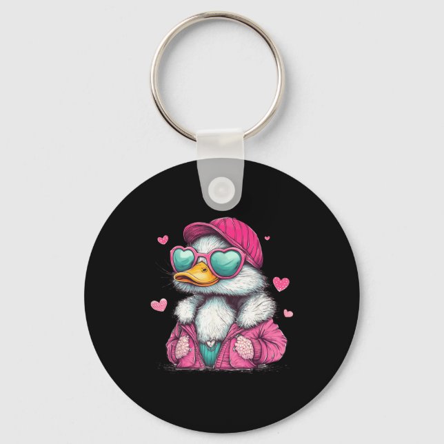 Chaveiro Mallard Duck Hunting Funny Valentine's Day Heart G (Frente)