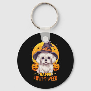 Chaveiro Maltês Cachorro De Halloween Howl O Weny Pet Engra