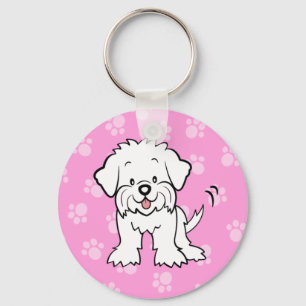 Chaveiro maltês do cão bonito dos desenhos