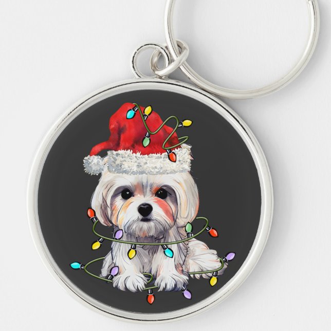 Chaveiro Maltês - Natal, Xmas Maltês - Cão Maltês (Frente)