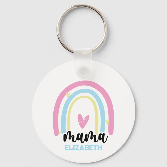 Chaveiro Mama Arco-Íris Personalizada - Dia das Mães (Frente)