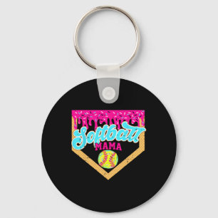 Chaveiro Mama do Softbol Gotejamento Dia de Jogo Engraçado 