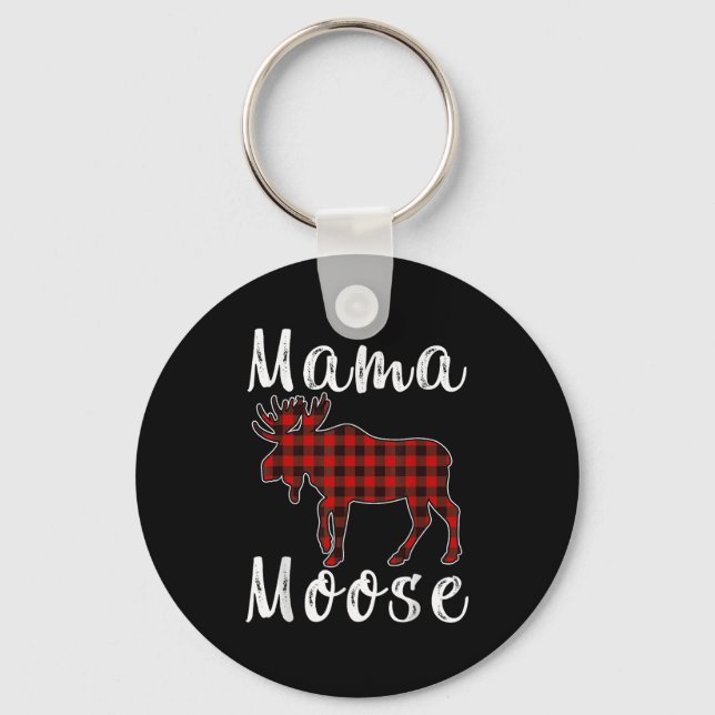 Chaveiro Mama Moose Family Christmas Pajama Red&amp; Black  (Frente)