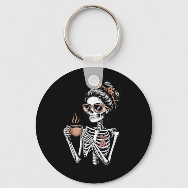Chaveiro Mama Precisa Café Esqueleto Engraçado Halloween Ca (Frente)