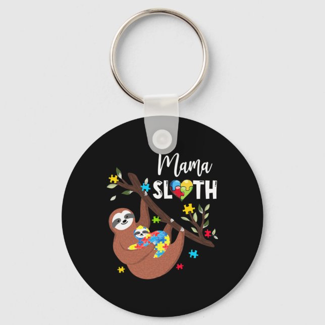 Chaveiro Mama Sloth Quebra-cabeça Piece Autismo Sensibiliza (Frente)