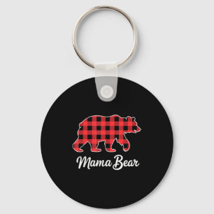 Chaveiro Mama Urso Natal Vermelho Xadrez Búfalo Família Cor