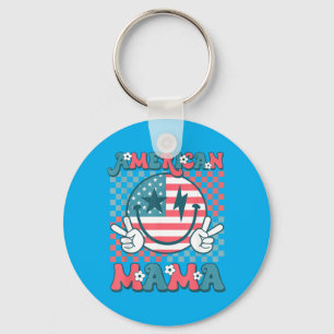 Chaveiro Mamãe Americana Rosto Sorridente Groovy Patriótica