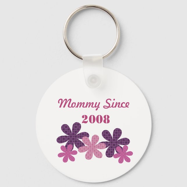 Chaveiro Mamãe de Flor Personalizável Desde Chaveiro, Roxo (Frente)