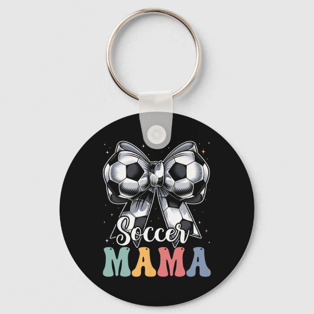 Chaveiro Mamãe de Futebol Retro Groovy Futebol Softll Mãe  (Frente)