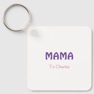 Chaveiro Mamãe feliz mãe retro roxo adicione o nome texto v