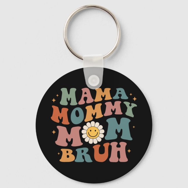 Chaveiro Mamãe Mãe Bruh Retro Groovy Presentes Dia das Mães (Frente)