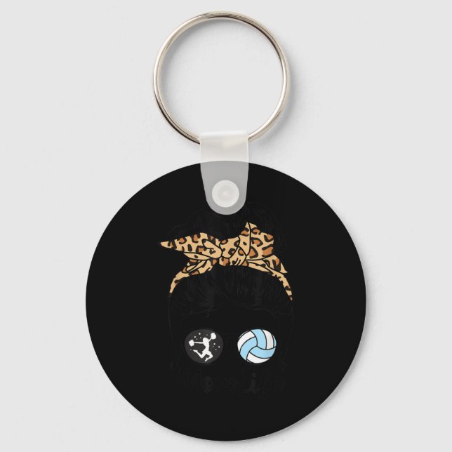 Chaveiro Mamãe, mamãe anima o voleibol de cabelo bagunçado (Frente)