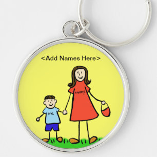 Chaveiro Mamãe & Me (Brunette Customize Names)