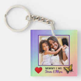 Chaveiro Mamãe moderna e me Fotografia e Nome