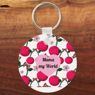 Chaveiro Mamãe Querida Personalizada Meu Mundo Floral Cerej
