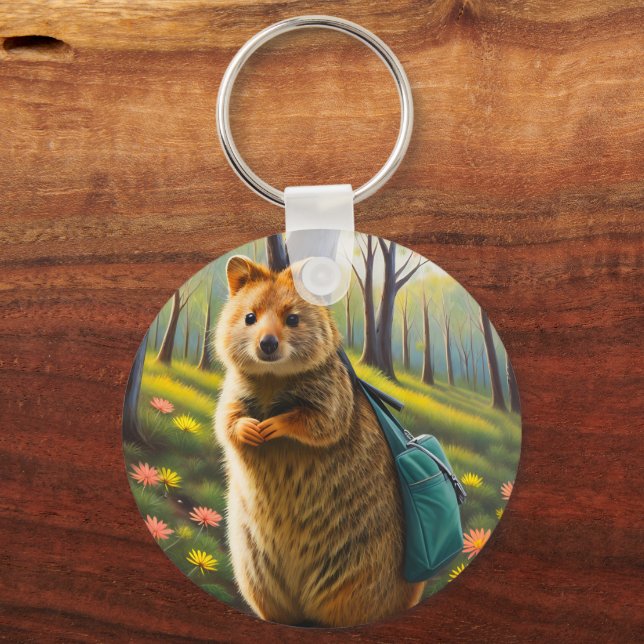 Chaveiro Mamãe Quokka Pronto Para Comprar, Keyring (Frente)