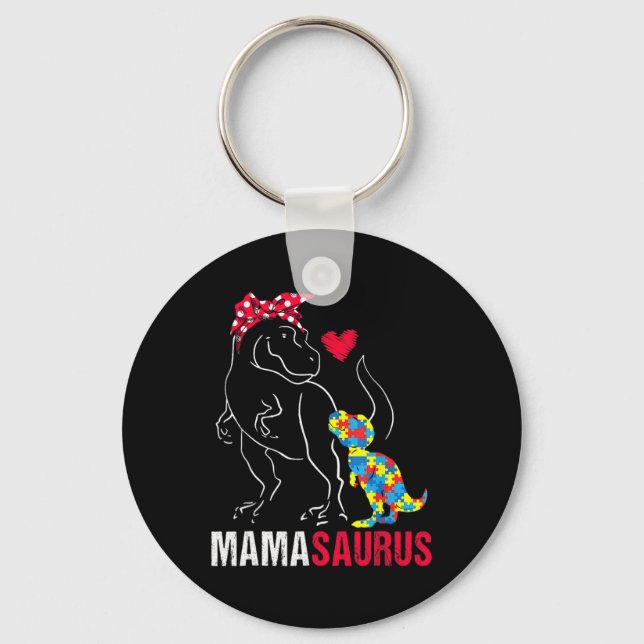 Chaveiro Mamasauro T Rex Dinossaur Mama Saurus Autism Aware (Frente)