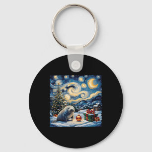 Chaveiro Manatee Van Gogh Style Starry Night Wint