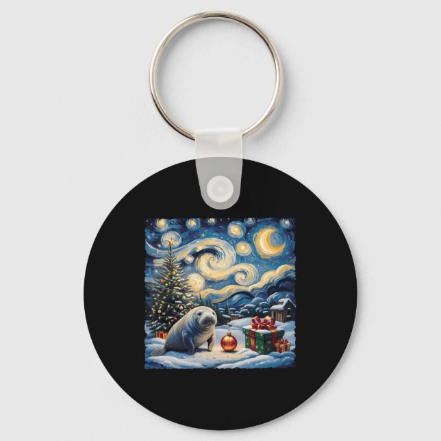Chaveiro Manatee Van Gogh Style Starry Night Wint (Frente)