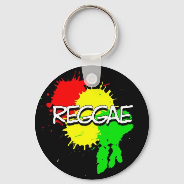 Chaveiro manchas de bandeira reggae em um fundo preto (Frente)