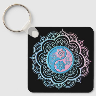 Chaveiro Mandala Azul e Rosa