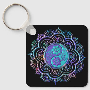 Chaveiro Mandala Azul e Roxo