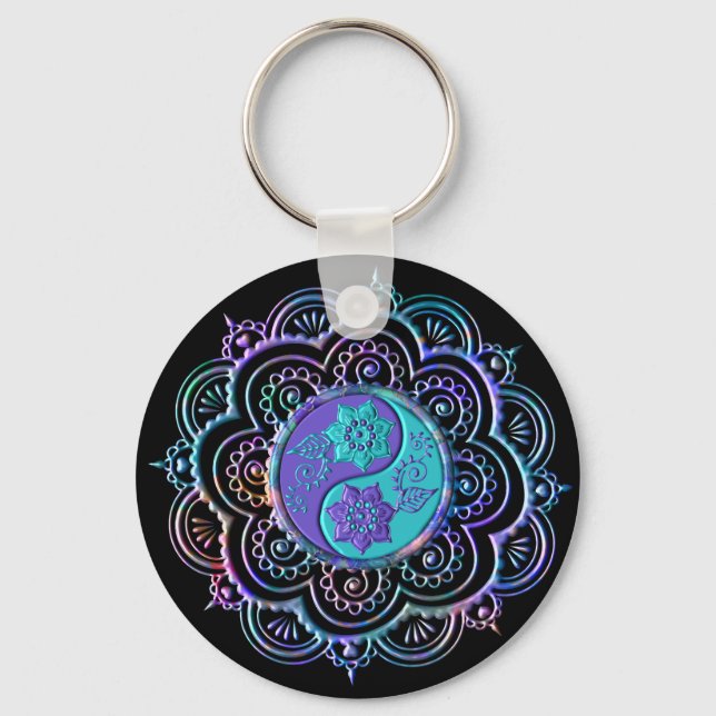 Chaveiro Mandala Azul e Roxo (Frente)
