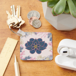 Chaveiro Mandala Botânico, Beleza Paisley