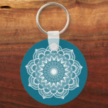 Mandala Branco em Fundo Azul