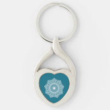 Mandala Branco em Fundo Azul