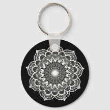 Mandala Branco em Fundo Preto