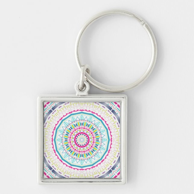 Chaveiro mandala colorida (Frente)
