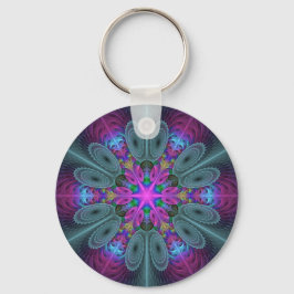 Chaveiro Mandala Colorida Marcante Arte Fractal Caleidoscóp