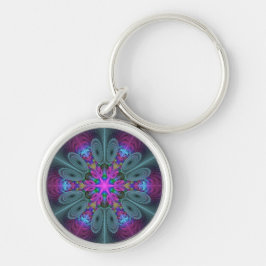 Chaveiro Mandala Colorida Marcante Arte Fractal Caleidoscóp