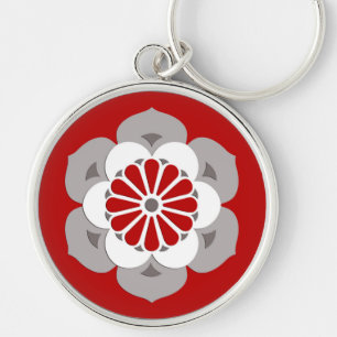 Chaveiro Mandala da flor de Lotus, obscuridade - vermelho,