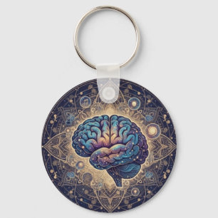 Chaveiro Mandala da Mente Cósmica – Arte Cerebral Abstrata