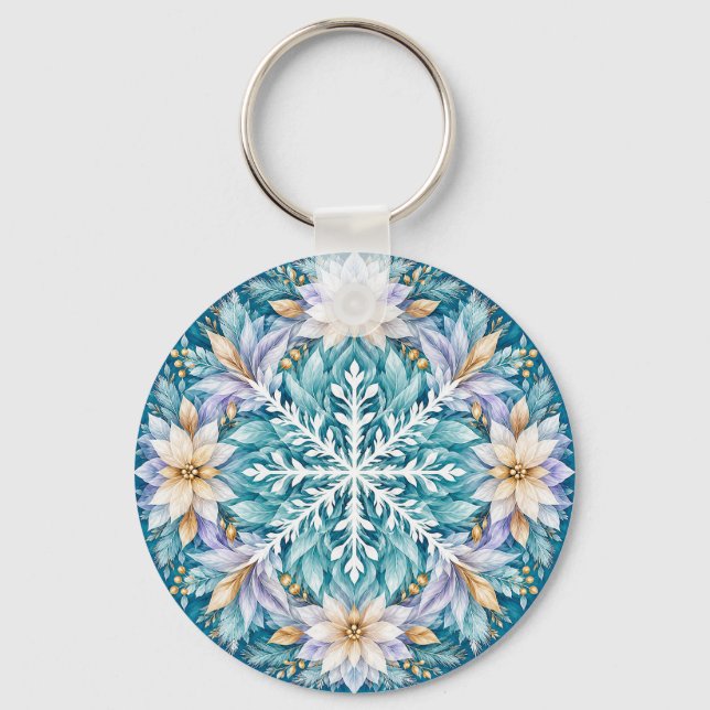 Chaveiro Mandala de Inverno Flor de Gelo (Frente)