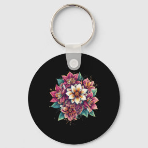 Chaveiro Mandala de Lótus Boho Floral Yoga Meditação Zen