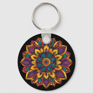 Chaveiro Mandala de Lótus Sagrado Boho Yoga Meditação Harmo