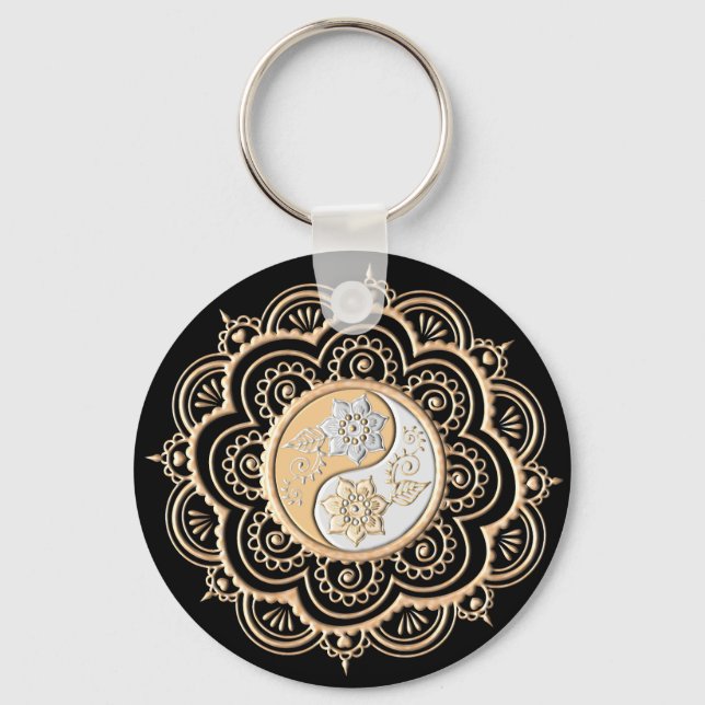 Chaveiro Mandala de Ouro e Prata (Frente)