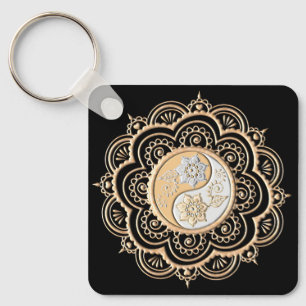 Chaveiro Mandala de Ouro & Prata