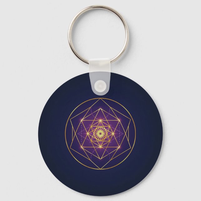 Chaveiro Mandala Dourado Celestial — Equilíbrio no Infinito (Frente)