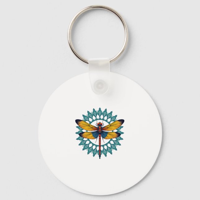 Chaveiro Mandala Dragonfly - Lotus Flower Insect Lover Ento (Frente)