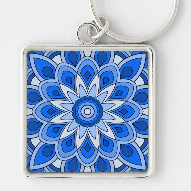 Chaveiro Mandala em azul (Frente)