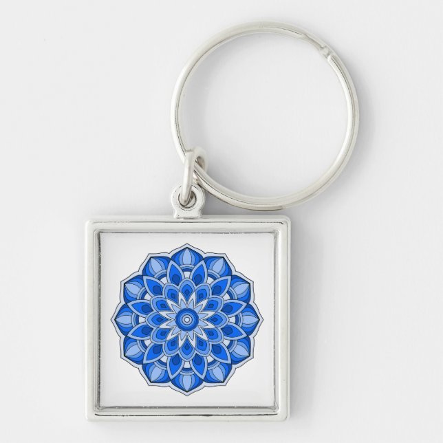 Chaveiro Mandala em azul (Frente)