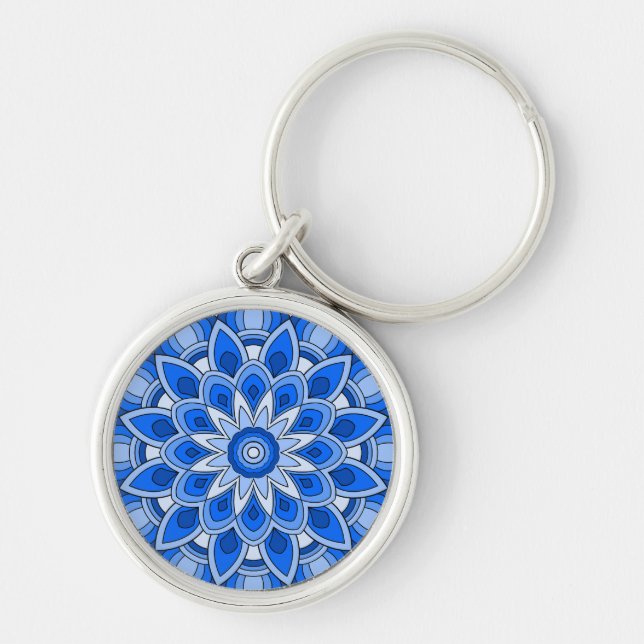 Chaveiro Mandala em azul (Frente)