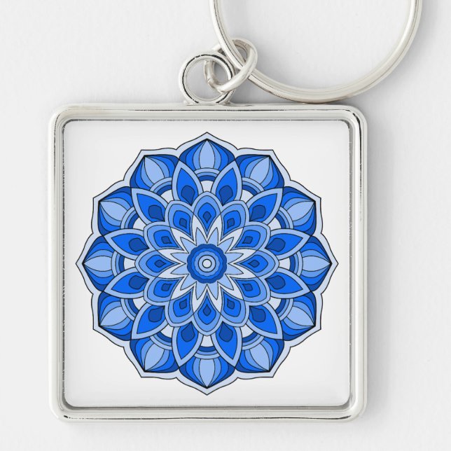 Chaveiro Mandala em azul (Frente)